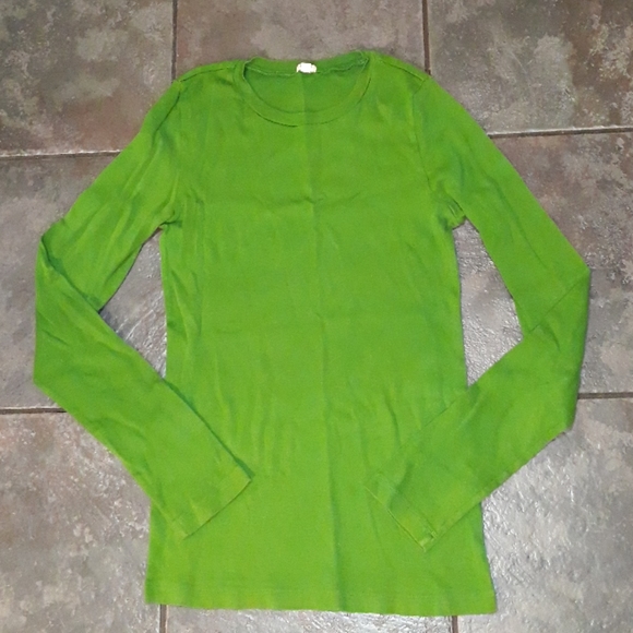 J.Crew Solid Green Top Holiday j crew medium